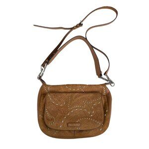 🤎 Vera Bradley Carson Toasted Hazelnut Suede Leather Shoulder Bag Boho Western